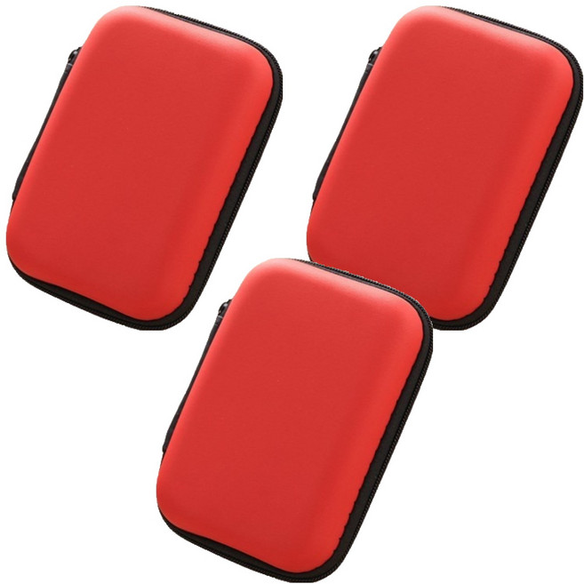 포텐키트 다용도 이어폰 파우치 12 x 8.5 x 4 cm, 레드, 3개