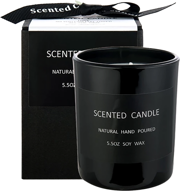 香氛蠟燭緞帶禮盒, 黑色, 紅玫瑰