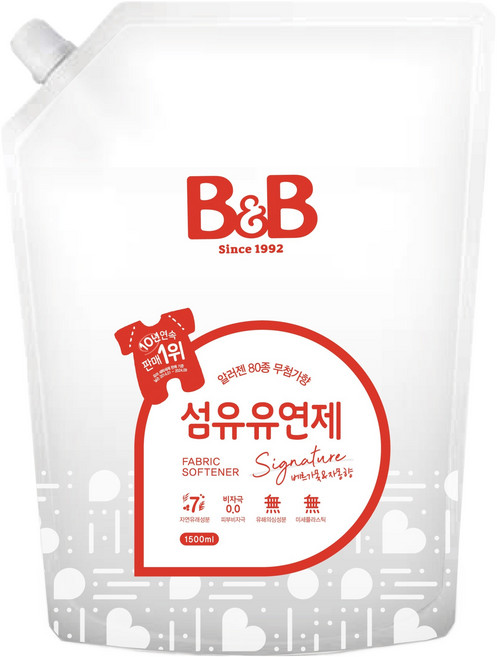 비앤비 섬유유연제 베르가못 자몽향 리필형, 1.5L, 1개