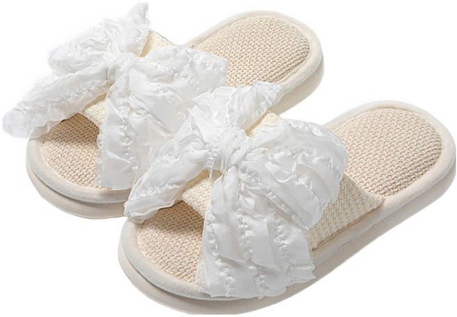 에버하우스 러블리 리본 쿠션 거실화, 화이트, 1개