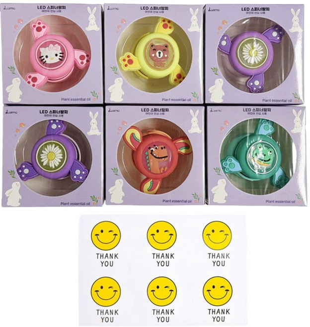 루아르모 어린이 LED 썸머 팔찌 밴드 스피너형 6p + 스티커 6p 세트, 혼합색상, 1세트