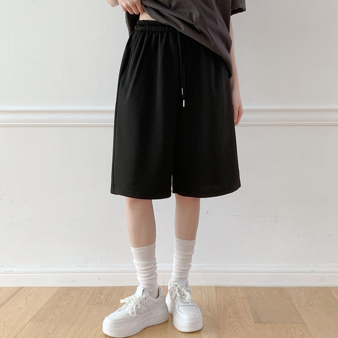 Planday 女款夏季日常單品 Denf 短版鬆緊帶六分褲