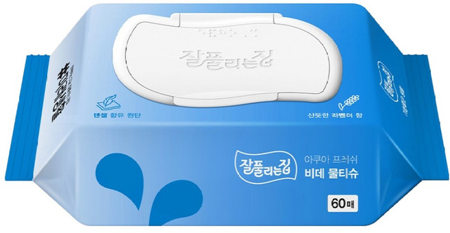 잘풀리는집 아쿠아 프레쉬 비데 물티슈 캡형, 70g, 60매, 1개