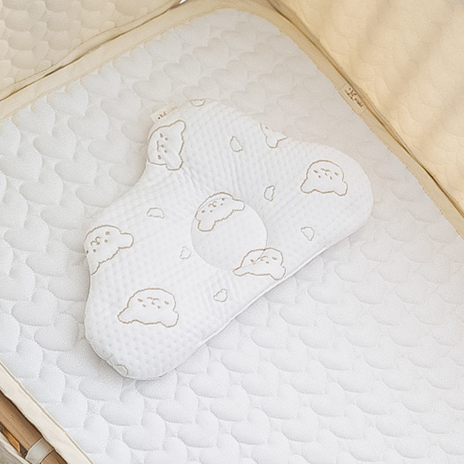 아이레빗 신생아용 아이스론 냉감 두상 구름 베게, 곰화이트, 1개