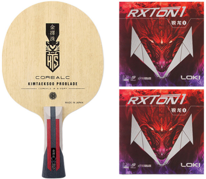 김택수 코어ALC FL 탁구라켓 + RXTON1 양면 러버 세트, 1세트