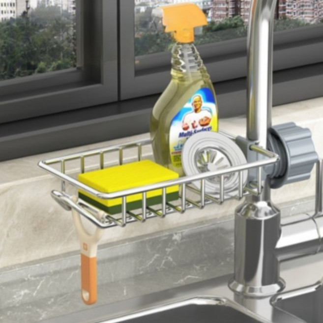 리빙킹 스테인리스 싱크대 수세미 걸이 일반형, 실버, 1개