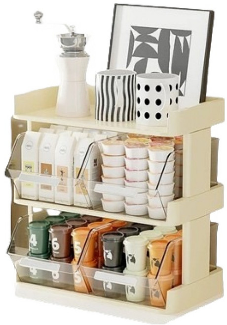 스카위즈 투명 차 수납함 L, 1개, 크림