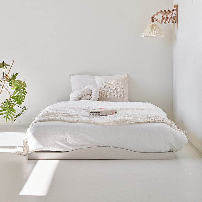 누우니 저상침대 프레임 매트리스 깔판 방문설치, 아이보리