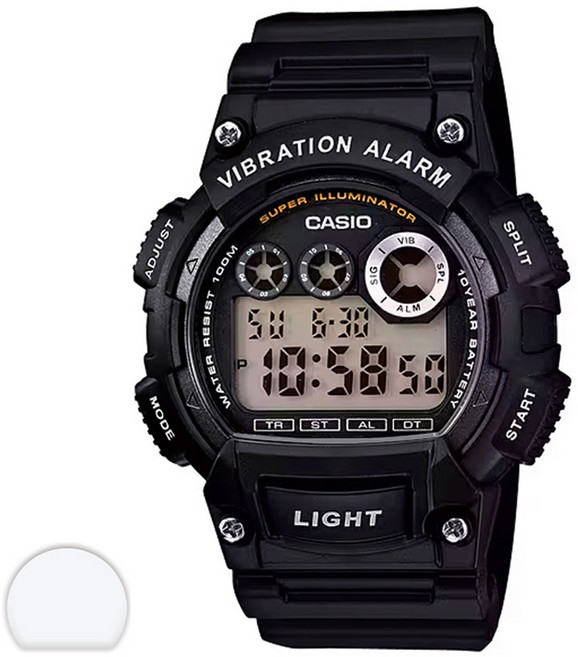 카시오 진동알람 100m방수 전자 손목시계 + 액정필름 세트 W-735H