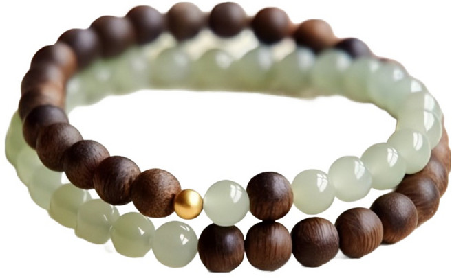 어픽 두줄 백단나무 염주팔찌 팔목사이즈 17.5cm 내외, 복합색상, 1개