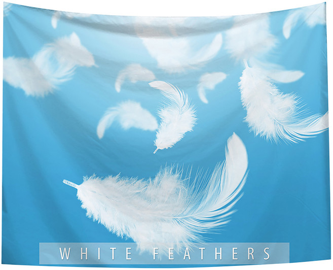 半島良品 居家裝飾掛布, 藍天羽毛 藍色, 1件