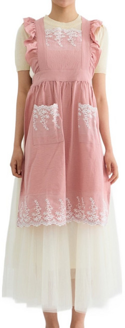 엘쏘 꽃 레이스 공주 원피스 프릴 앞치마 FREE, 핑크, 1개