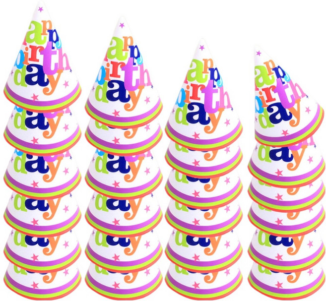 파티스타 생일 고깔 모자 6p x 4개 세트, 혼합색상, 1세트