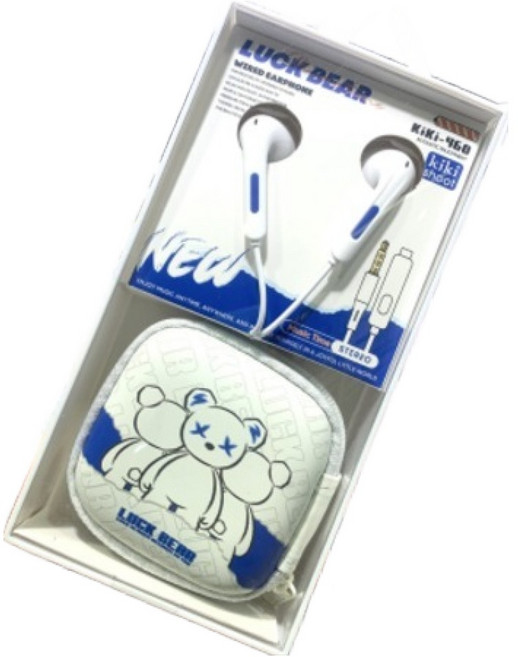 키키슛 파이니스트랩 키키 카툰 베어 파우치 이어폰 3.5mm 블루