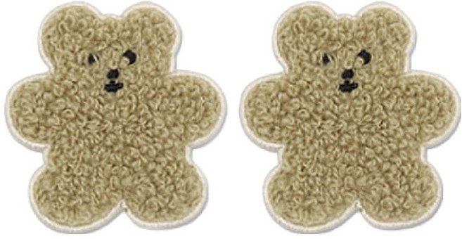 동대문단추왕 열접착식 자수 동물 보슬이젤리곰 와펜 패치, 카키, 2개
