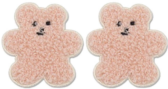 동대문단추왕 열접착식 자수 동물 보슬이젤리곰 와펜 패치, 핑크, 2개