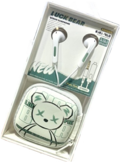 키키슛 파이니스트랩 키키 카툰 베어 파우치 이어폰 3.5mm 그린