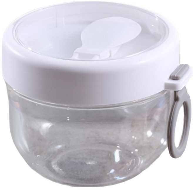 라움앤홈 요거트 샐러드 시리얼 컵 600ml + 포크 세트, 화이트, 1세트