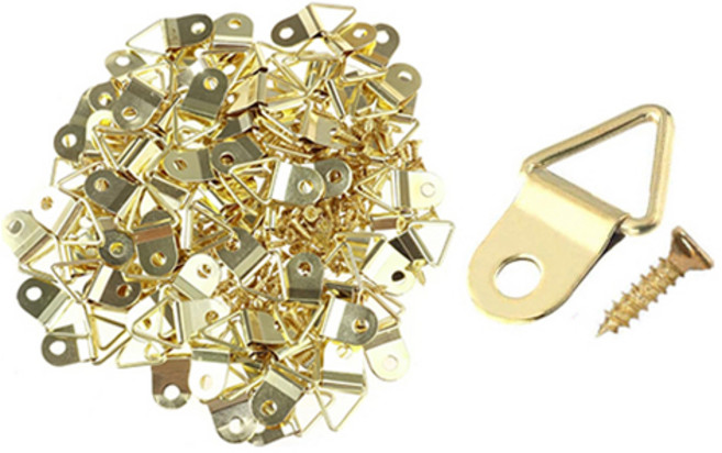 올커버 삼각 액자고리 + 피스못 100p, 골드, 1세트