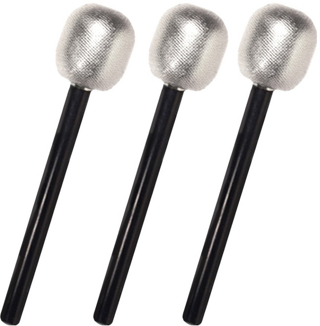 비에이비오 반짝이 마이크 모형, 실버, 3개