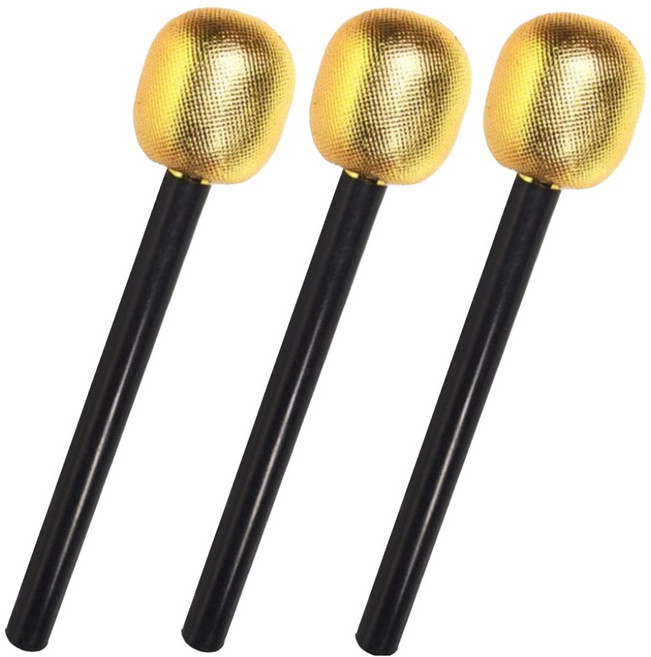 비에이비오 반짝이 마이크 모형, 골드, 3개