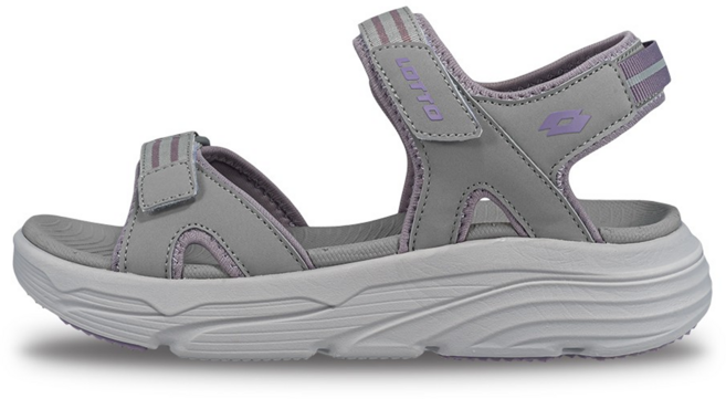 LOTTO 樂得 女款 美型織帶涼鞋 LT5AWS9418, 淺灰/紫色, 250mm