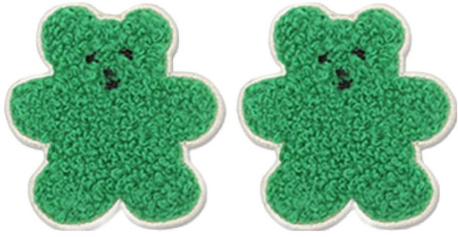 동대문단추왕 열접착식 자수 동물 보슬이젤리곰 와펜 패치, 그린, 2개