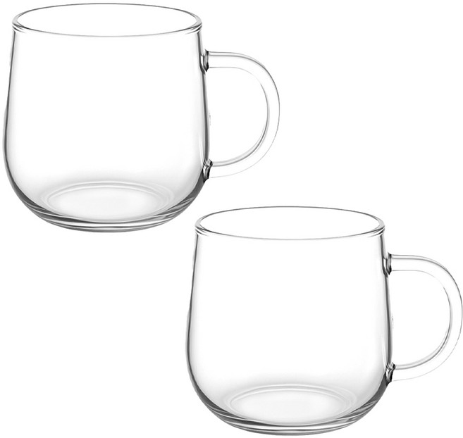 발룬피니 내열 유리 머그컵 520ml, 투명, 2개