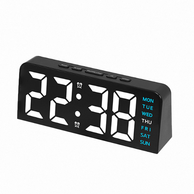 上手家居 LED電子鐘 黑色極光藍 清晰大字體顯示 簡約時尚風格