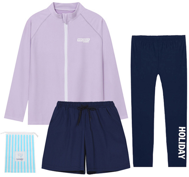 에스티홀리데이 아동용 집업 래쉬가드 + 보드숏 + 워터레깅스 + 비치백 세트 C255-04