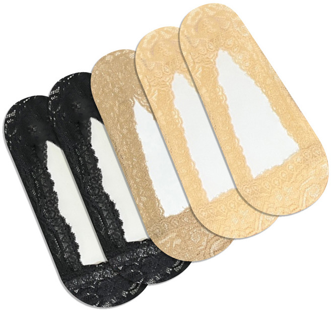 구냥씩 여성용 레이스 전체실리콘 논슬립 덧신 5켤레