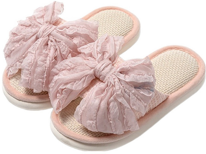 에버하우스 러블리 리본 쿠션 거실화, 핑크, 1개