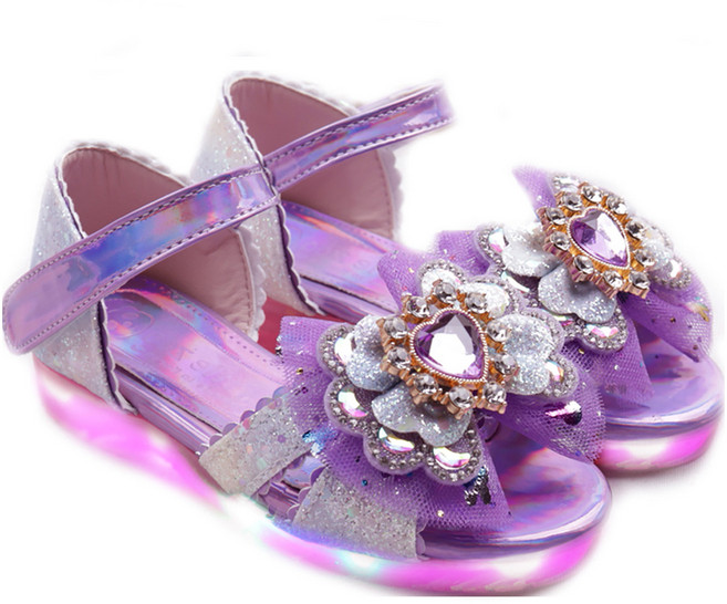 여아용 풋풋 샤이닝 하트코코 LED 샌들