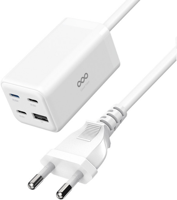 굿밸류 GaN 65W 4포트 초고속 유선 멀티 충전기, 화이트, 1개