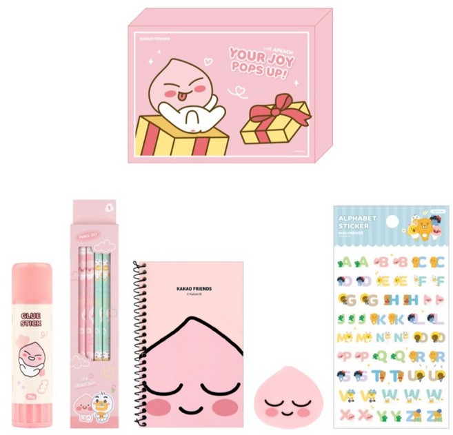 카카오프렌즈 베이직 문구세트, 어피치, 1세트