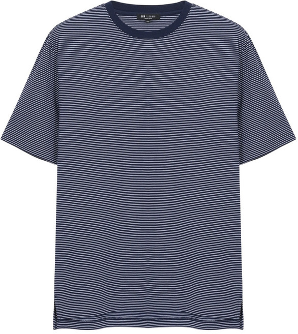 바쏘옴므 남성용 스트라이프 수피마 반팔 티셔츠 WSZ2MK1