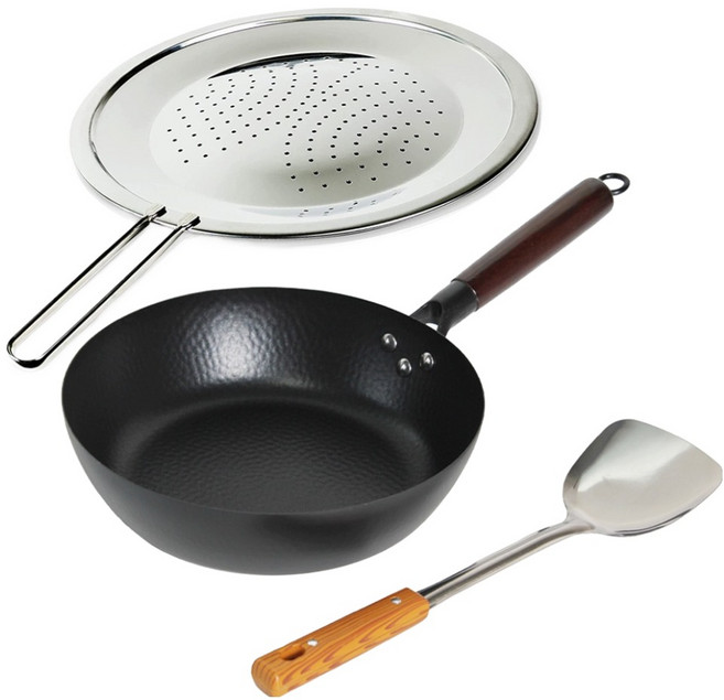 인덕션 커마 IH 무쇠 멀티팬 28cm + 스텐우드 뒤집개 + 올스텐 프라이팬 타공 커버 30cm 세트, 혼합색상, 1세트, 멀티팬 28cm + 프라이팬 커버 30cm + 스텐우드 뒤집게