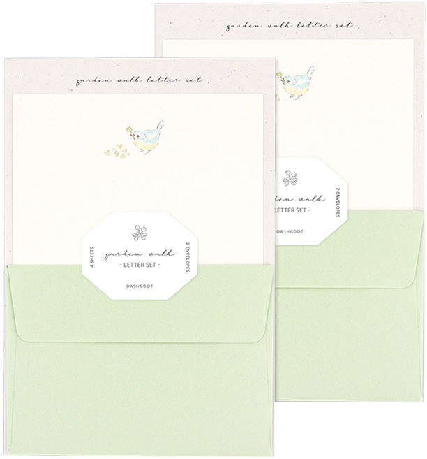 대시앤도트 가든 워크 레터 편지지 8p + 봉투 4p 세트, 04 클로버 버드, 2세트