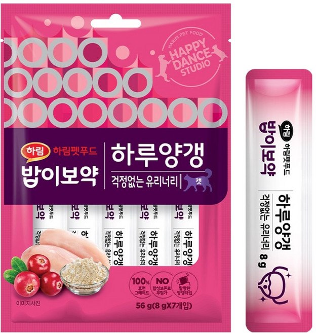 하림펫푸드밥이보약 고양이 하루양갱 걱정없는 유리너리 간식, 닭가슴살, 56g, 1개