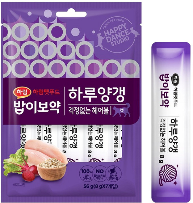 하림펫푸드밥이보약 캣 하루양갱, 걱정없는 헤어볼, 56g, 1개