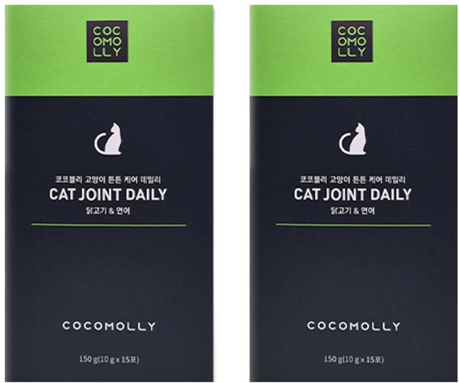코코몰리 고양이 뼈 관절강화 튼튼 케어 데일리 짜먹는 간식 영양제 15p, 혼합맛(닭고기/연어), 150g, 2개
