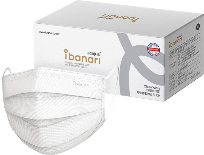 아이바나리 특대형 덴탈마스크 성인용, 50개입, 1개, 클린화이트