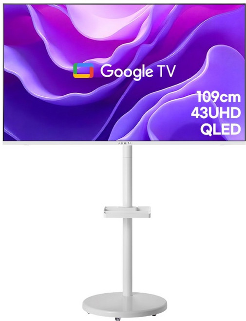 와이드뷰 4K UHD QLED 화이트에디션 스마트 TV + 클래식 삼탠바이미 이동식 TV 세트, 109cm(43인치), QWGE43UT1(TV), EKWBYME3822W(스탠드), 스탠드형, 고객직접설치