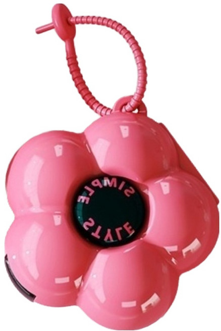 약 케이스 귀걸이 목걸이 반지 꽃무늬 수납함 로즈레드 + 블랙, 1개