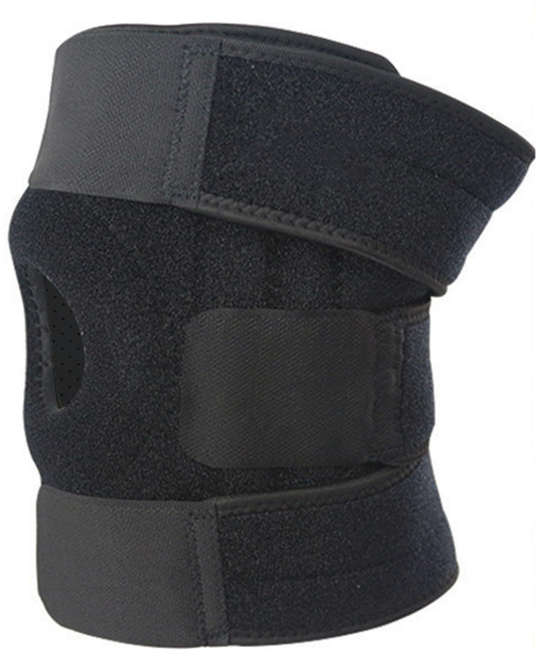 四彈簧款可調三線透氣護膝, 黑色, 1個