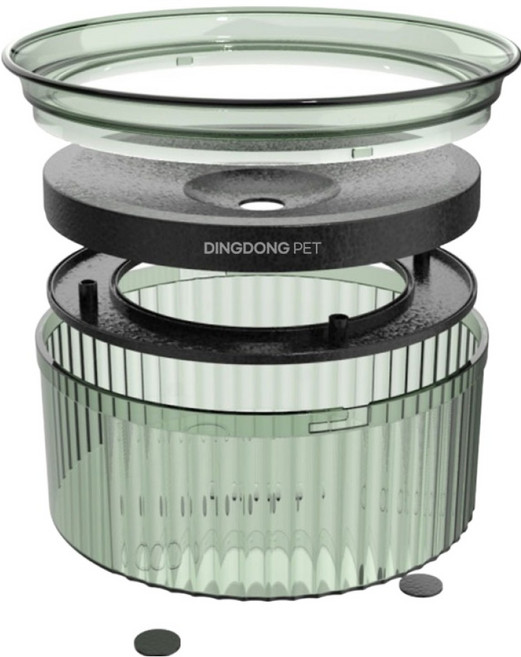 딩동펫 반려동물 모던 플로팅 투명 급수기, 그린, 1개