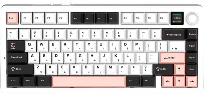 AULA 독거미 LCD 기계식 유무선 텐키리스 키보드 LEOBOG, 올리비아 화이트, F75Max, 경해축