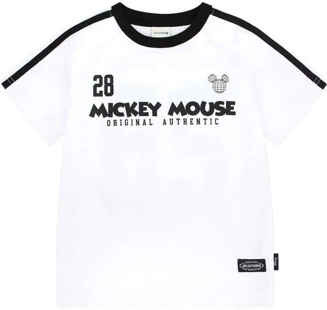 젤리스튜디오 아동용 통기성 디즈니 미키 마우스 사커 라인 포인트 티셔츠