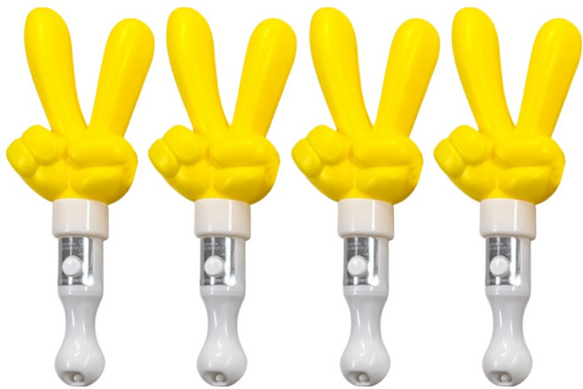 파티공구 LED 손가락브이 응원봉, 옐로우, 4개