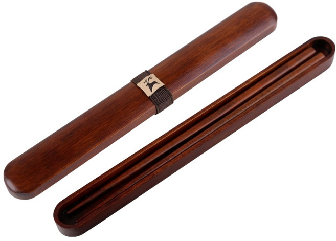 라움앤홈 블랙호두 나무 원목 젓가락 + 수납함 선물 세트, 1세트